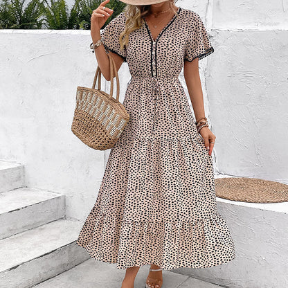 Robe léopard à col V Amélie Morin