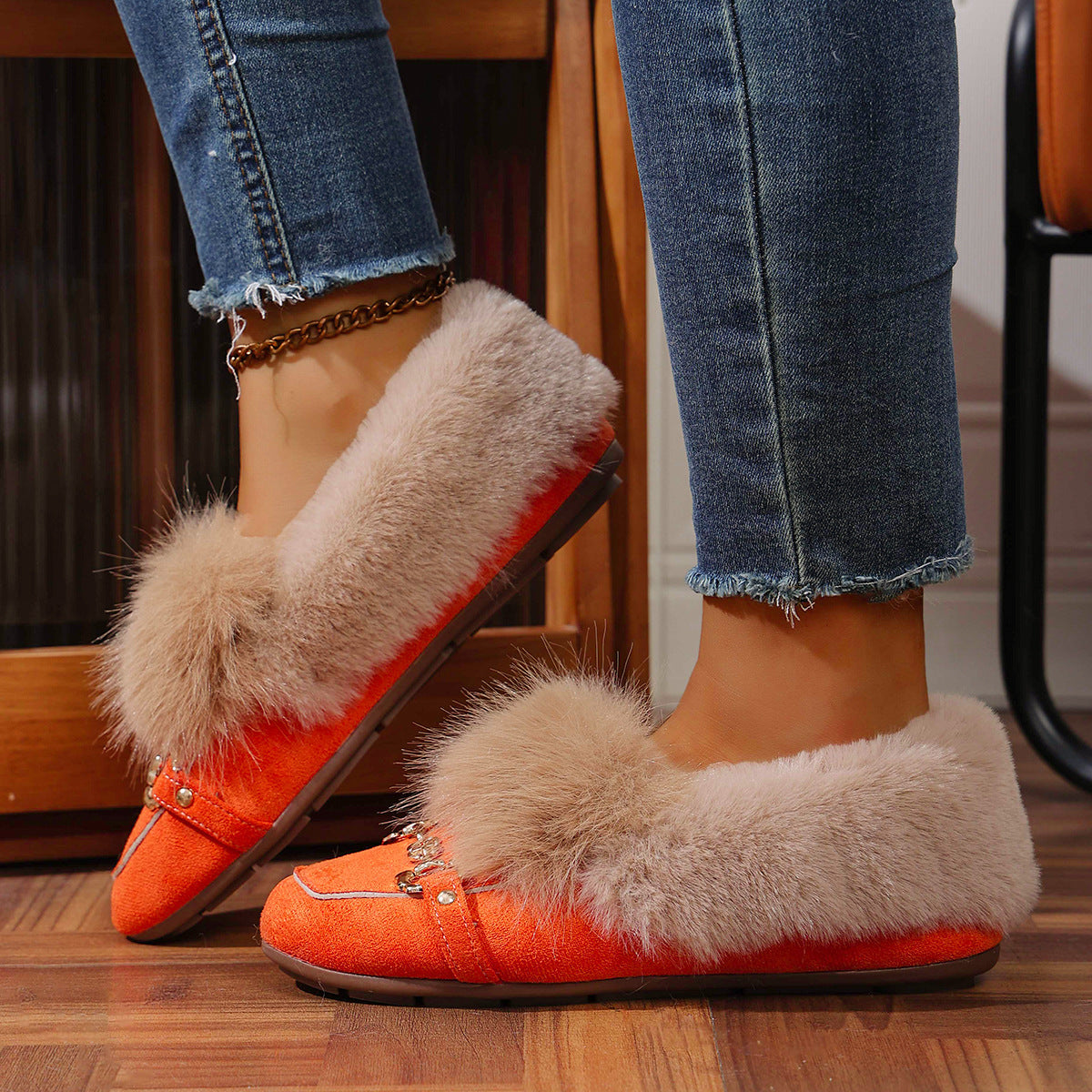 Mocassins en velours peluche d'Amélie Morin
