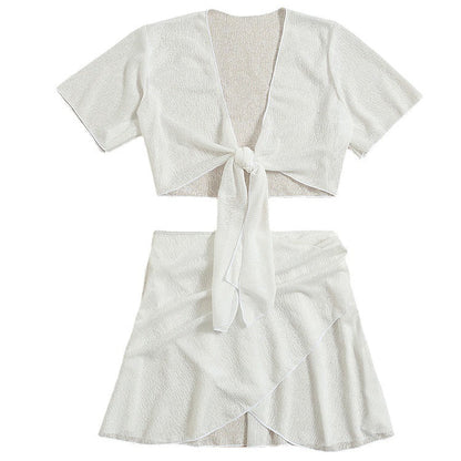 Ensemble bikini blanc chic fendu par Amélie Morin