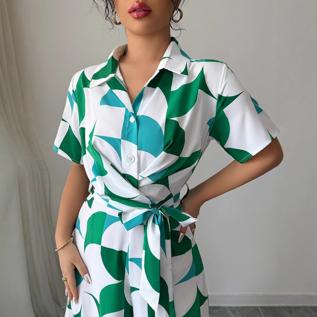 Combinaison chic verte Amelie Morin à jambes larges
