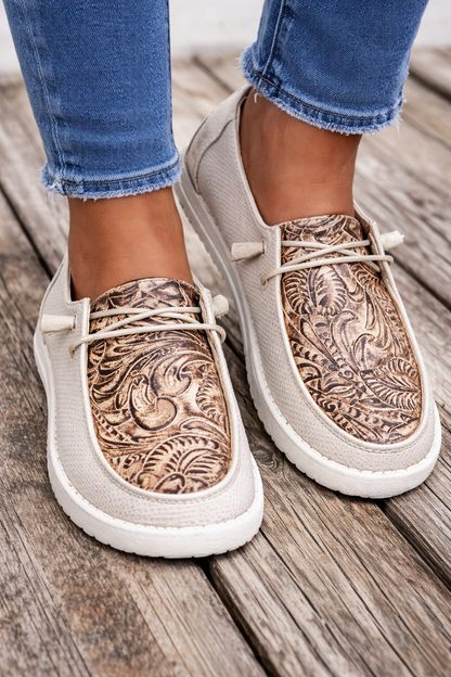 Mocassins de tous les jours pour femmes Amélie Morin en toile à motif floral