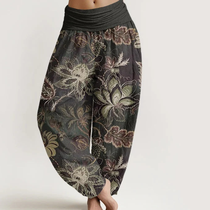 Retro Floral Wide-Leg Pants by Elizabeth Ainsley